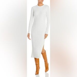 FRAME Ribbed Sweater Dress in White